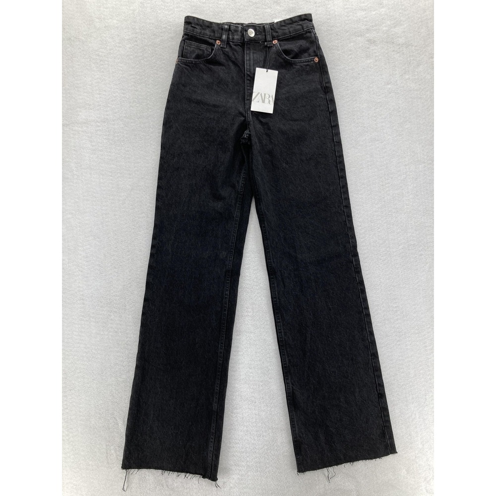 Zara Charcoal Wide Leg Flare Jeans